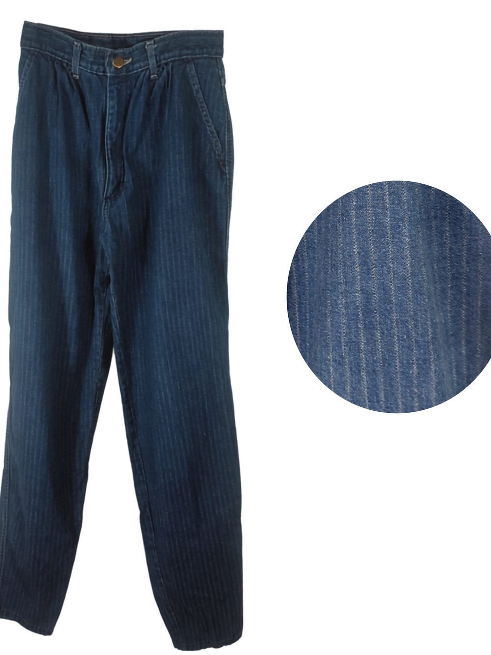 VTG Lee Riders Pinstripe Mom Jeans High Rise Pleated Tapered Juniors 5